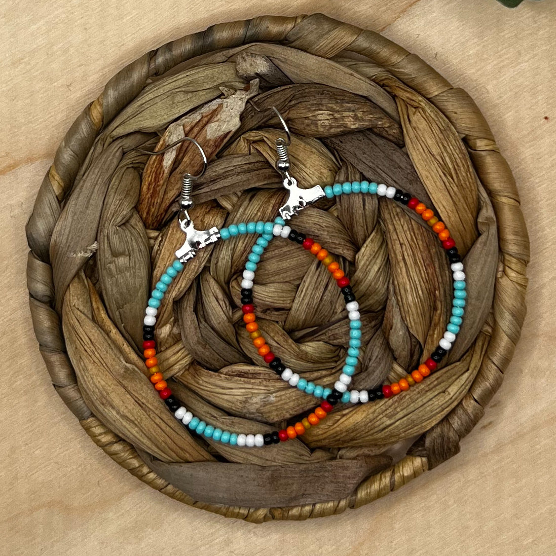 Turquoise Aztec Hoop Earrings