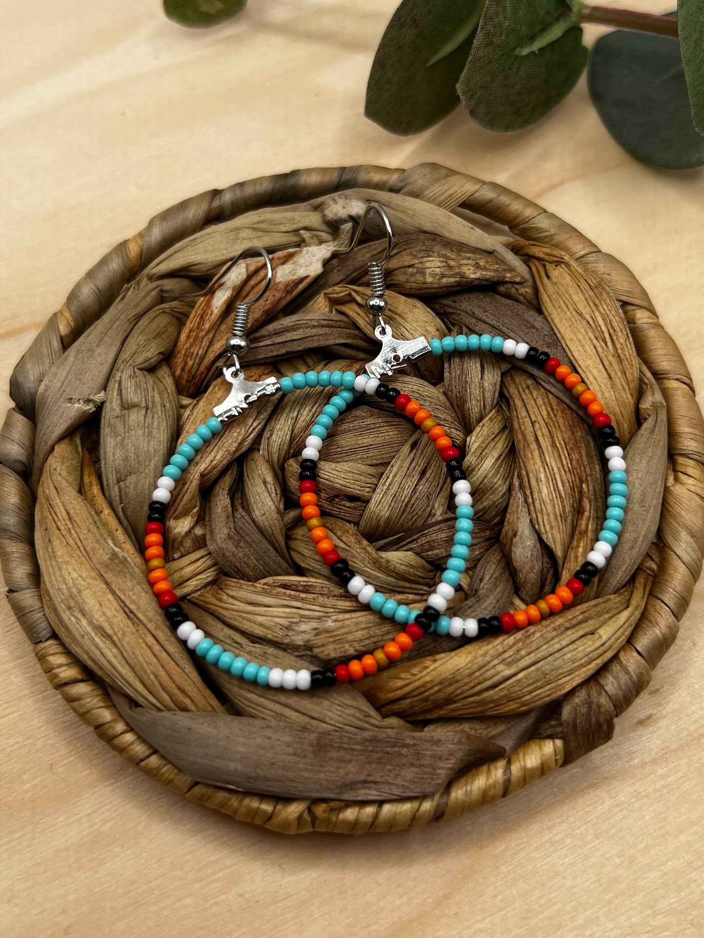 Turquoise Aztec Hoop Earrings