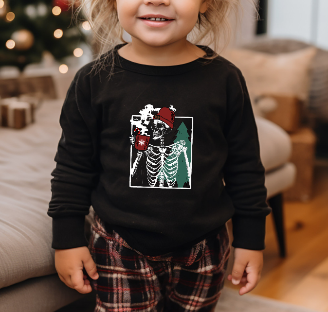 Toddler Christmas Skelly Coffee Crewneck