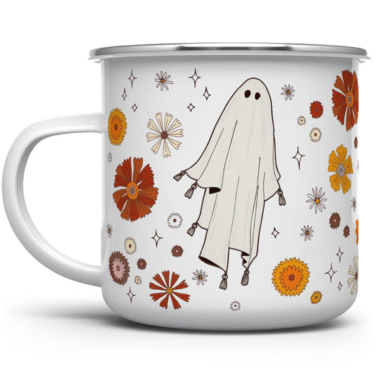 Retro Ghost Halloween 12 oz Camp Mug