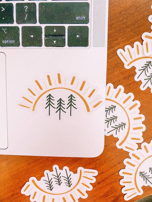 Clear Pine Tree Sun Stickers