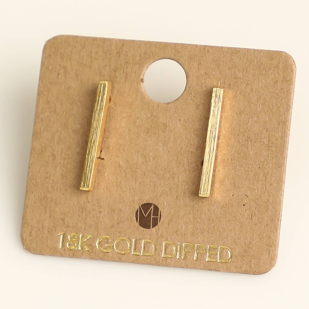 Dainty Gold Bar Stud Earrings