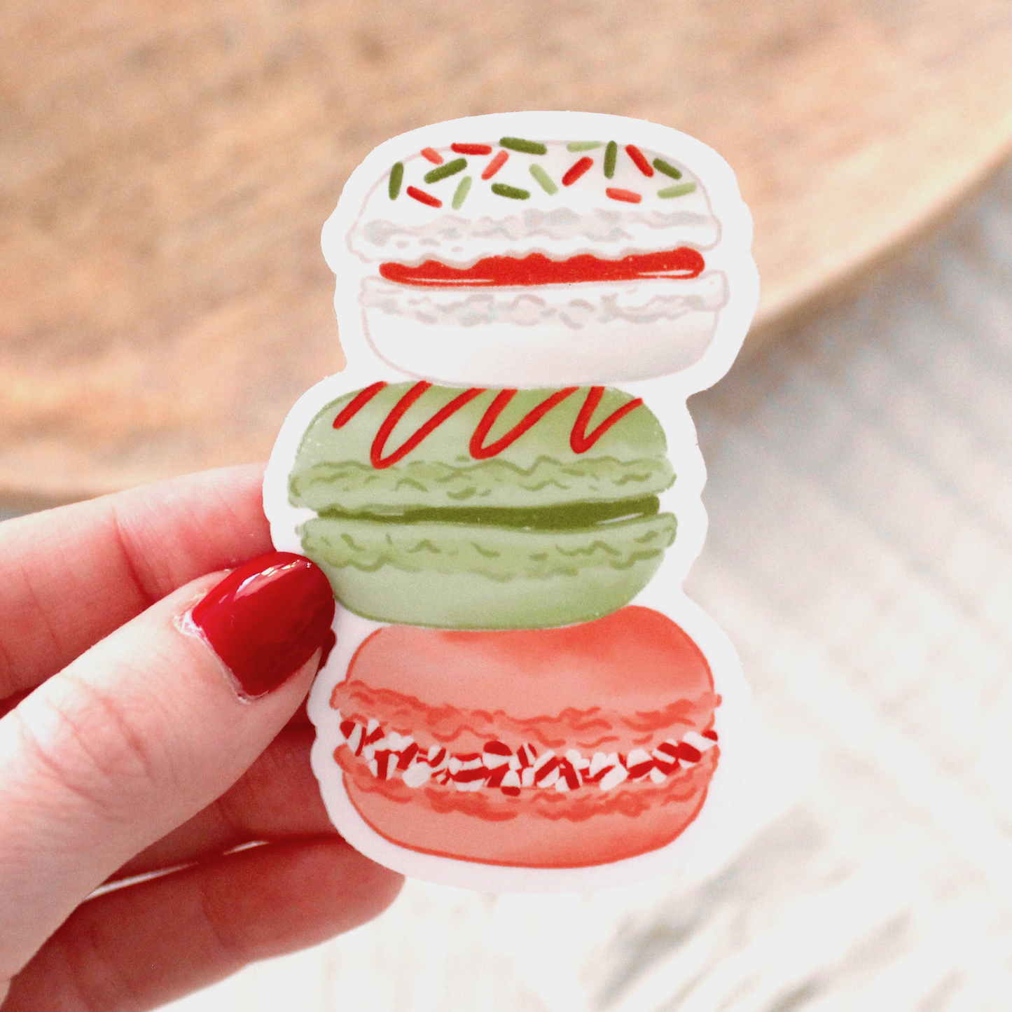 Christmas Macarons Sticker, 3x2 in.