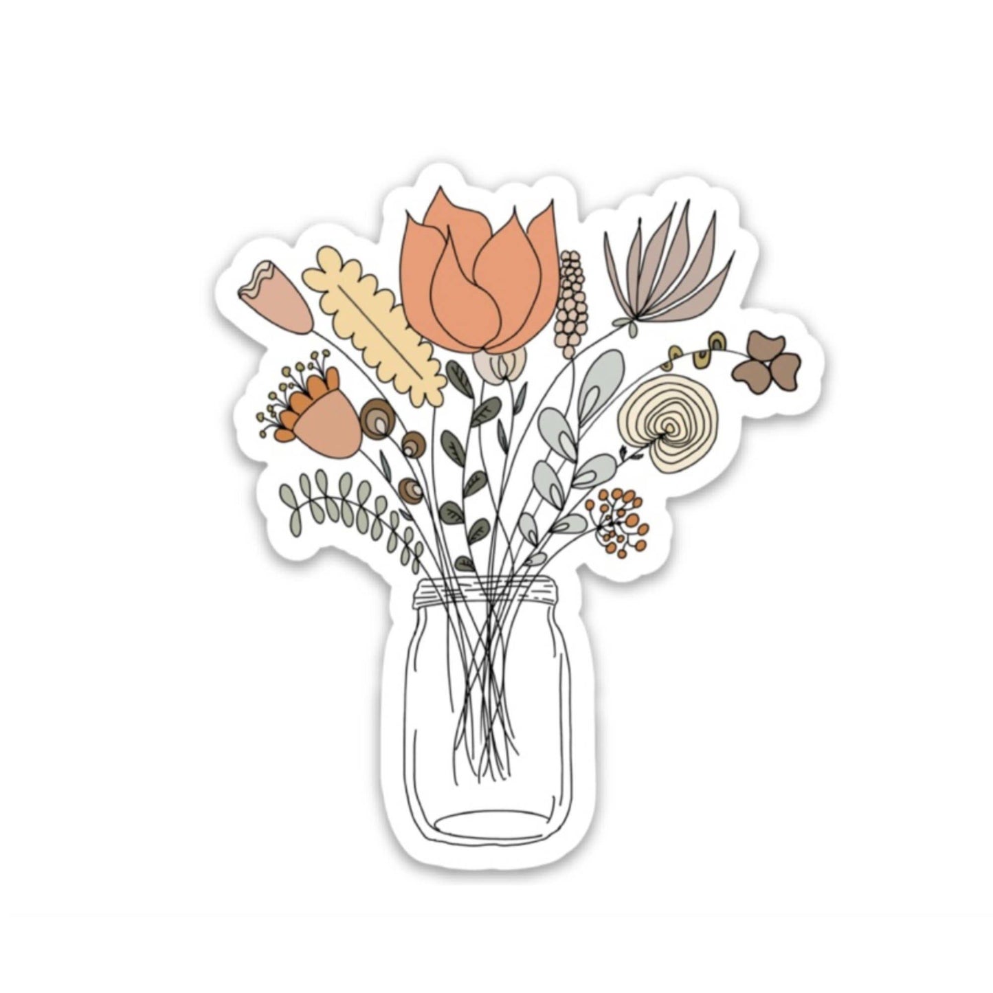 Mason Jar Floral Bouquet Sticker