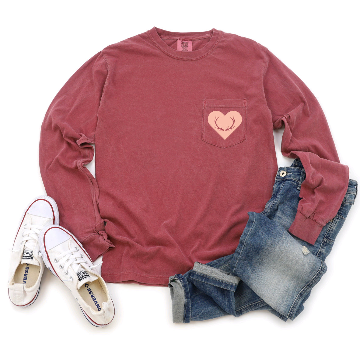 Antler Heart Pocket Long Sleeve