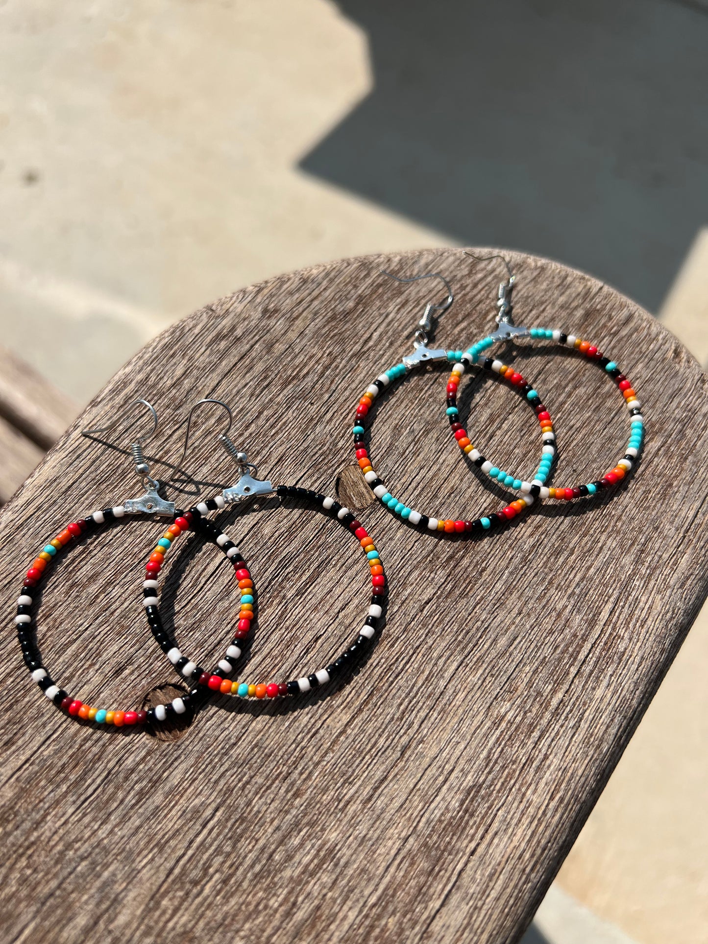 Turquoise Aztec Hoop Earrings